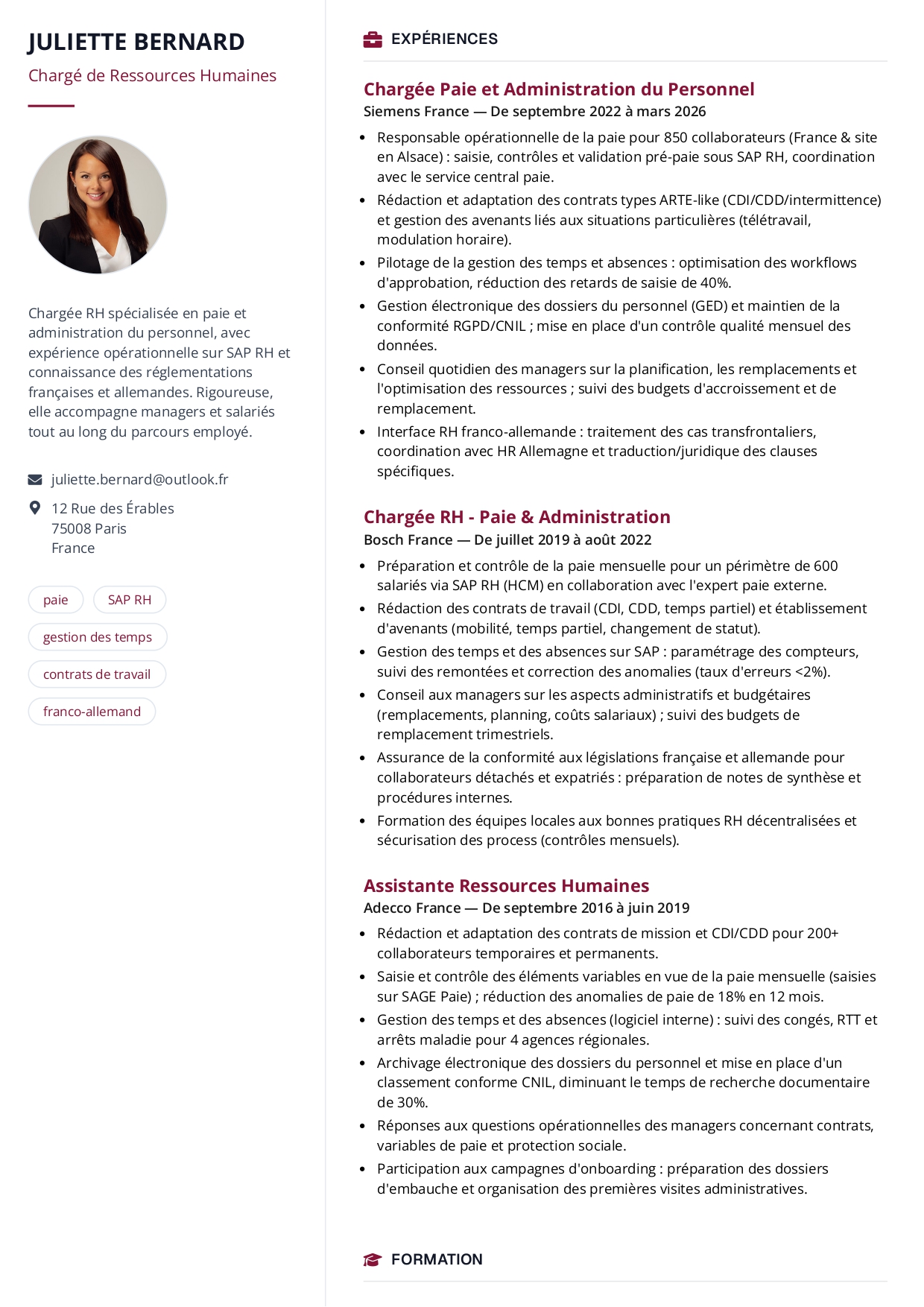 Generated CV example